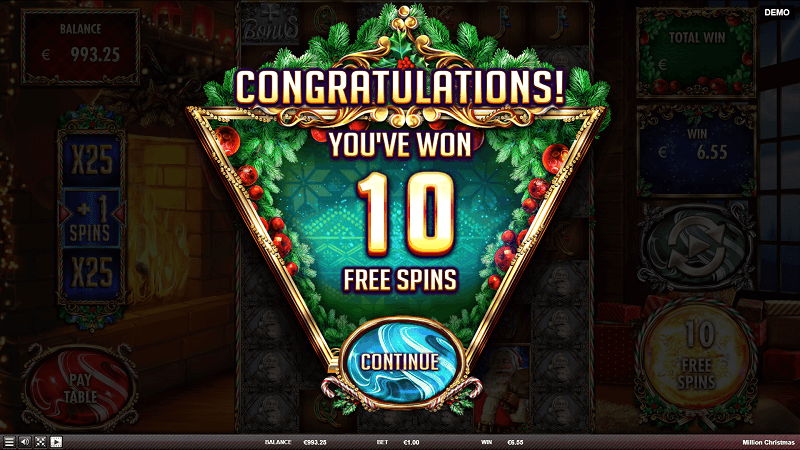 Million Christmas free spins