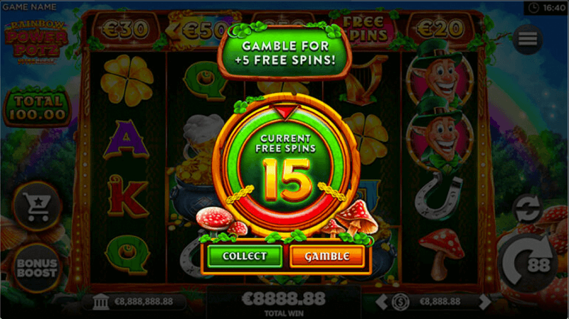 Rainbow Power Potz Ultra Nudge gamble feature