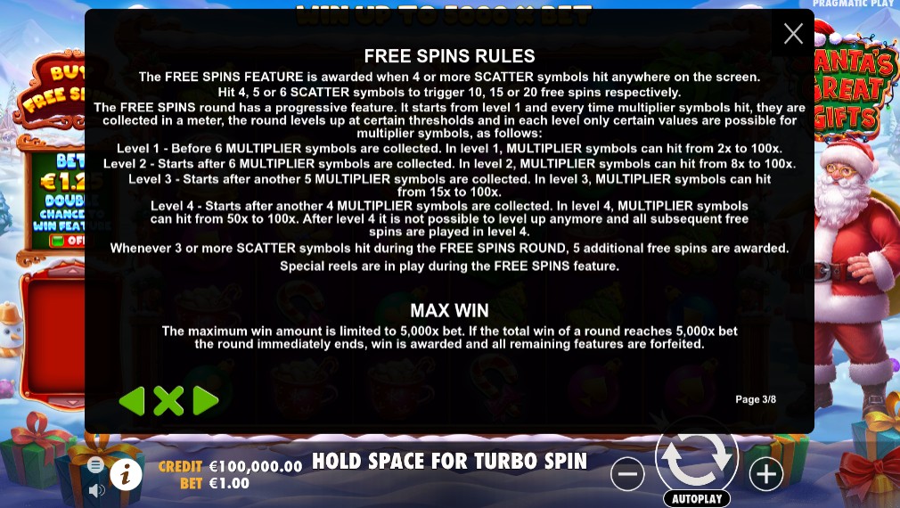 Santa's Great Gifts Free Spins