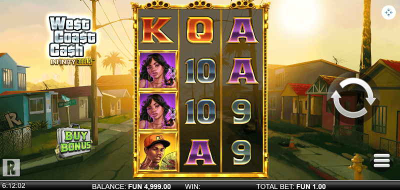 West Coast Cash Infinity Reels slot layout