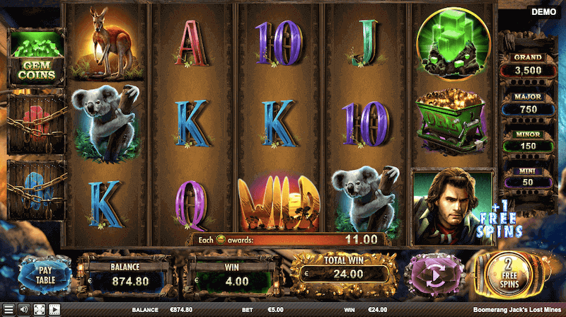 Boomerang Jack’s Lost Mines slot symbols