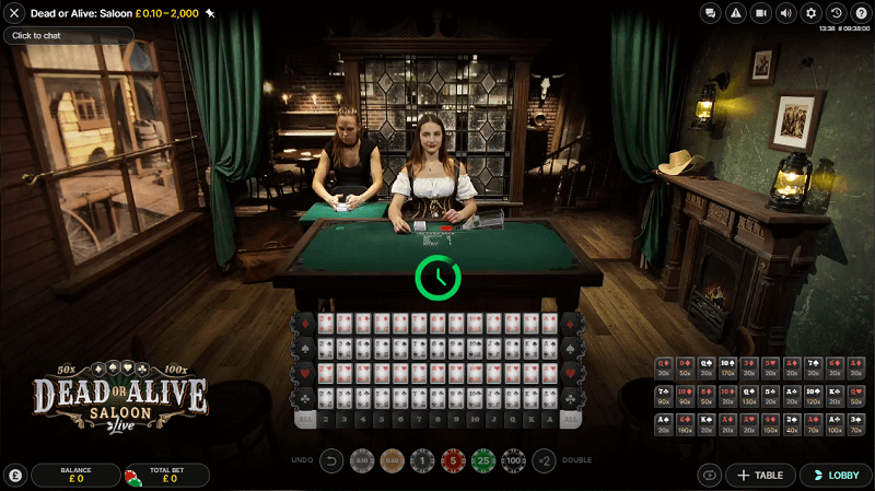 Dead or Alive Saloon live casino game Evolution