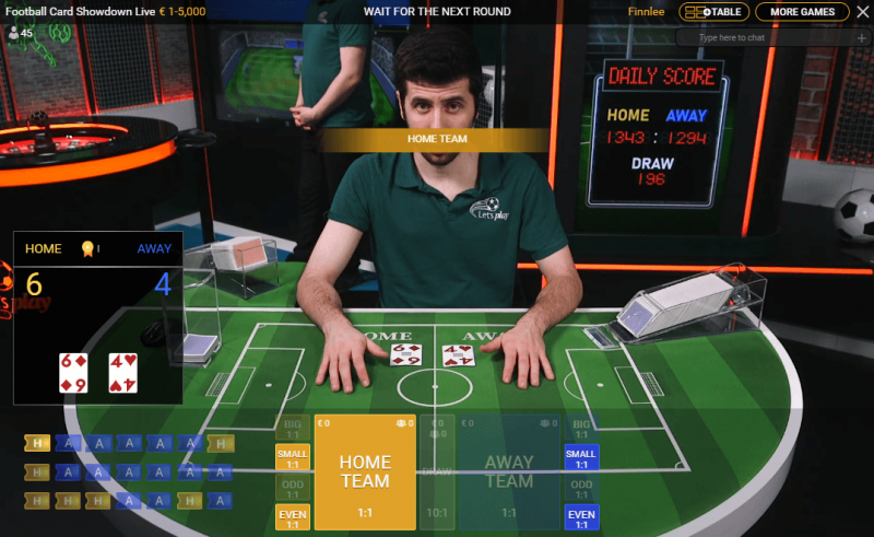 Football Card Showdown live casino game