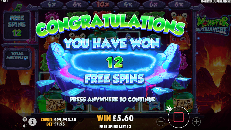 Monster Superlanche free spins