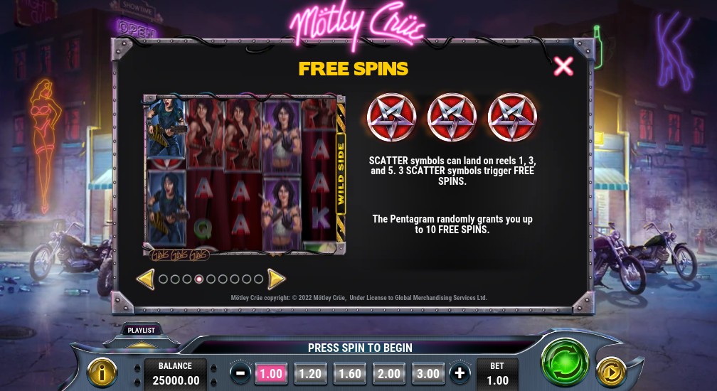 Motley Crue Free Spins
